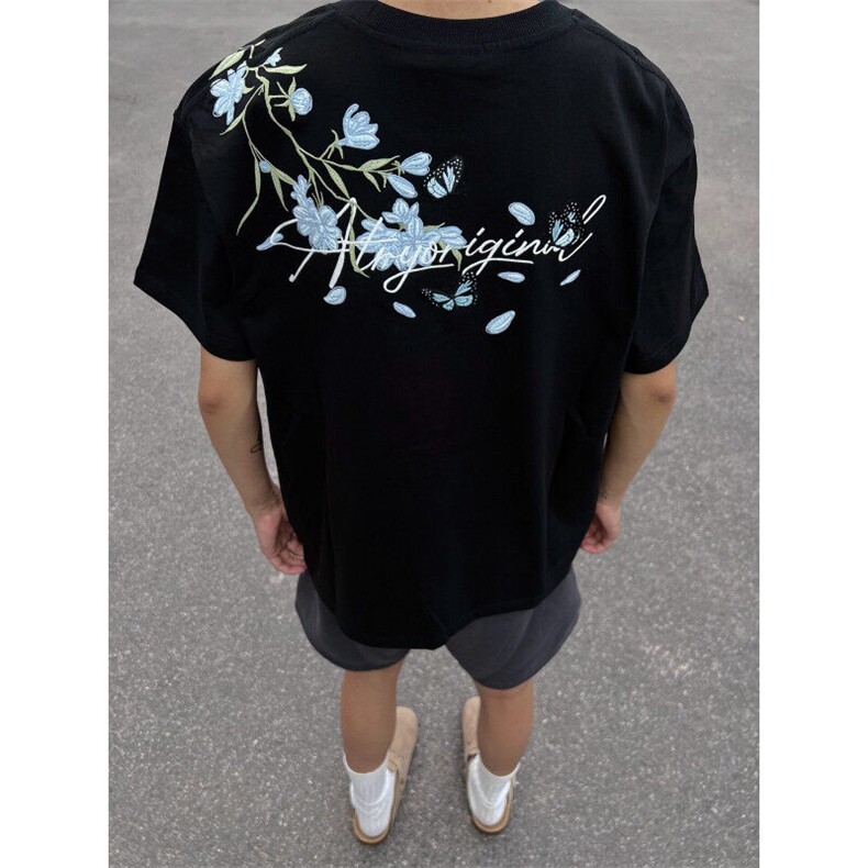 【有货】美式复古花体刺绣短袖t恤男TX6135-特P35,男装T恤,星座1007（原301D）