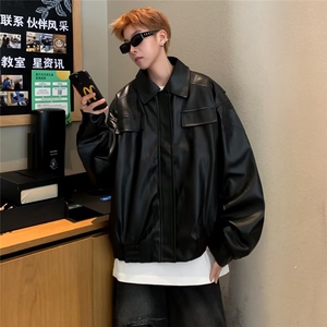美式复古机车皮衣外套男秋季2023新款设计感 MJK37 P65图片