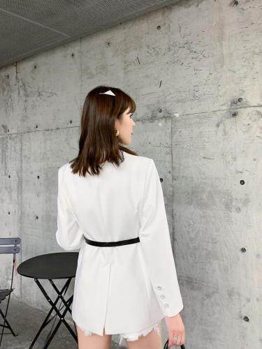 新款时尚蝴蝶配腰带西装，女装西装，蓝衣可