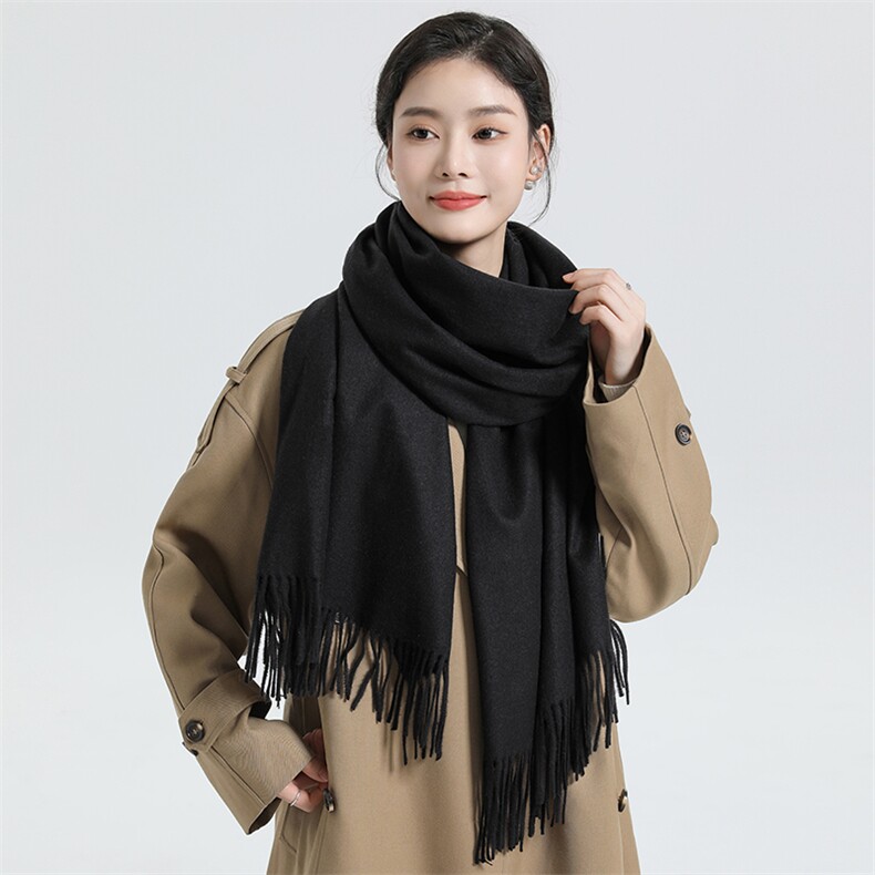 羊绒围巾男女冬季加厚保暖纯色长款披肩两用百搭流苏羊毛高档围脖,饰品围巾,雪迪羊绒