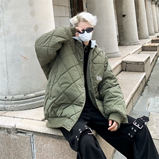 A980-P80冬季潮牌棒球服外套美式复古菱形格连帽可拆卸面包服男，女装职业装，星座512-6