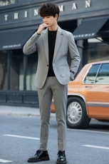 2023春秋季新款男西服套装青少年韩版简约时尚休闲两件套313P230，男装西服，电商A355（原A415）
