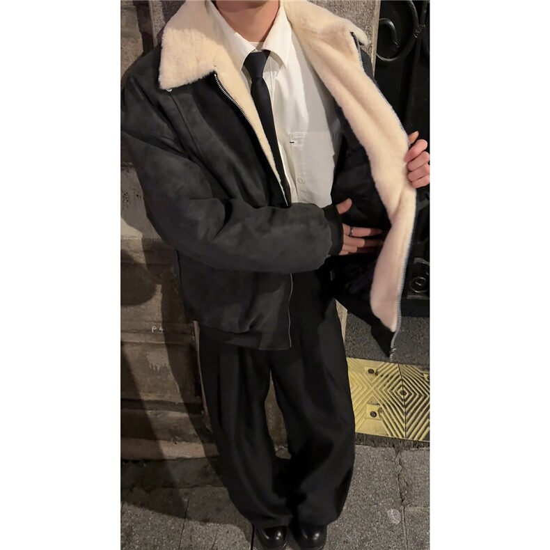 PY5552-P85特冬季PU皮棉服兔毛加绒加厚保暖棉衣,男装棉衣,电商D232