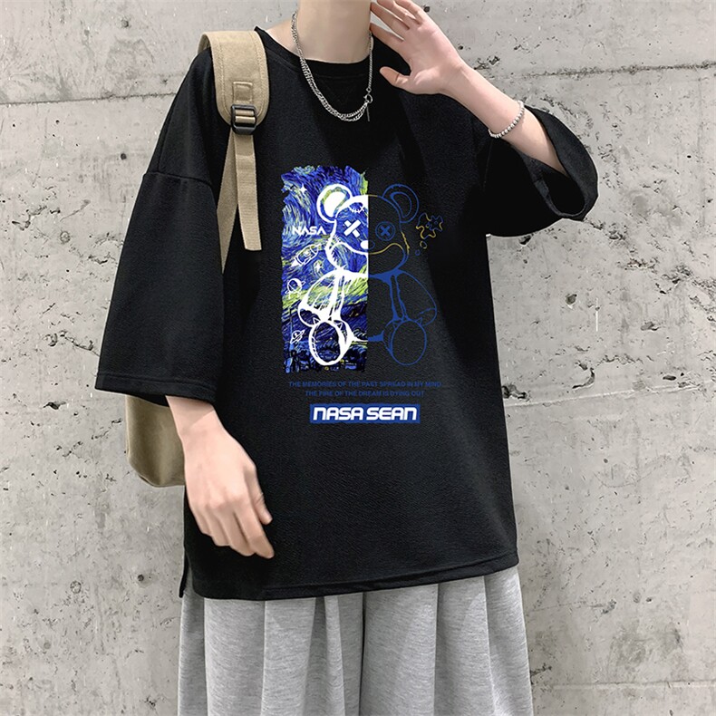 春夏季七分袖t恤男大码五分袖男短袖中袖Q11290-P30,男装T恤,电商A040