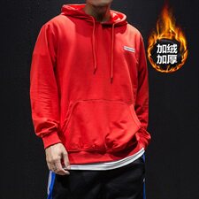 2021春季新日系大码黑墙纯色男潮牌连帽加绒卫衣W6061-P60，男装卫衣，电商A001