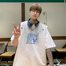 可48小时发货支持抖音得物来样二开美式满天星亮片短袖T恤MTX655，男装T恤，电商A486