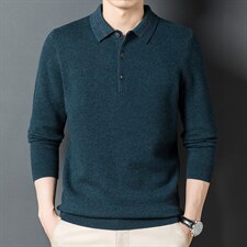 2023新款羊毛衫男翻领纯羊毛中年保暖打底毛衣爸爸装SFT80678-205