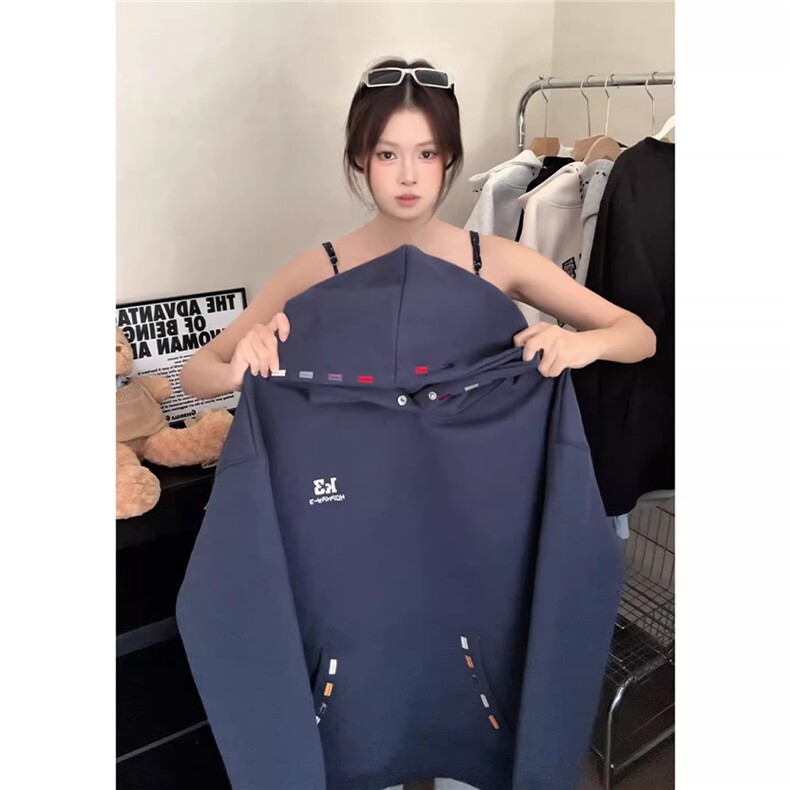 美式彩色刺绣连帽卫衣女款秋冬季外套美式重磅硬挺上衣WLW077-P46,女装短外套,星座1008