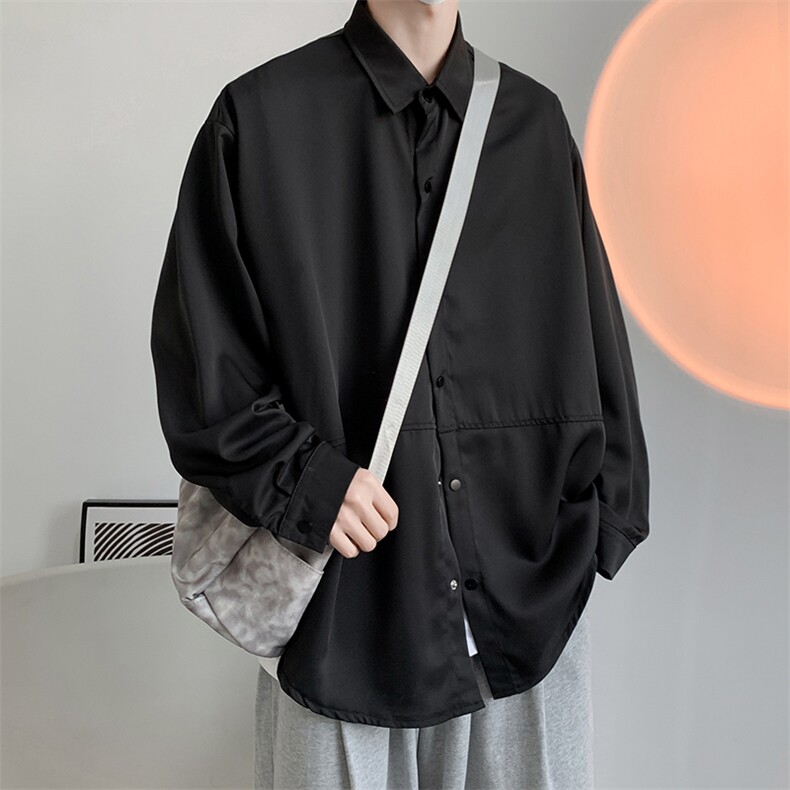 CS11-P34慵懒风垂感冰丝衬衫,男装衬衫,星座1501-1
