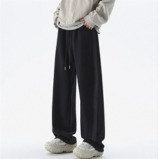 现货阔腿灰色直筒运动卫裤男春秋季美式潮水洗宽松弯刀休闲裤潮裤，男装休闲裤，星座302B