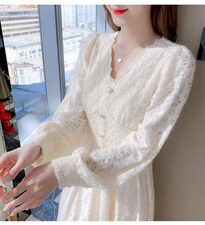 秋冬新款收腰甜美气质高雅淑女连衣裙，女装连衣裙，荷塘月色