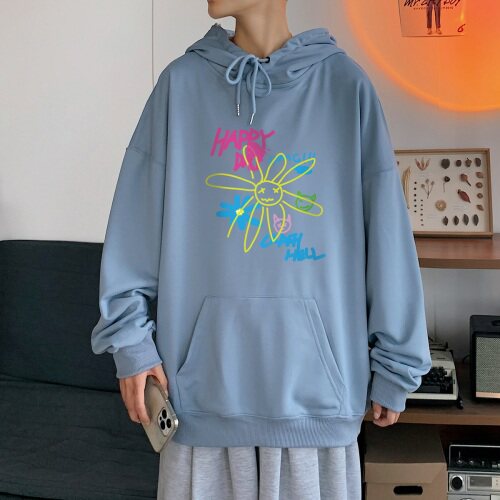秋冬连帽套头卫衣男港风中性风大码宽松纯色厚1016-1 WYM043 P33图片