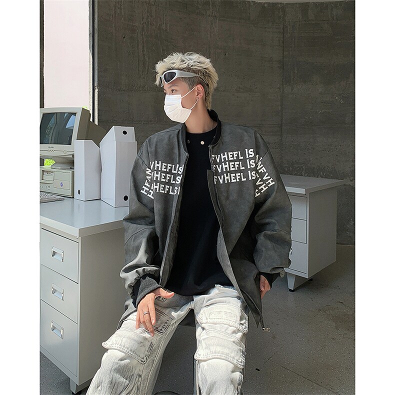 棒球服外套男春秋季新款美式高街字母皮衣痞帅宽松夹克J83099-p75,男装夹克,星座1008