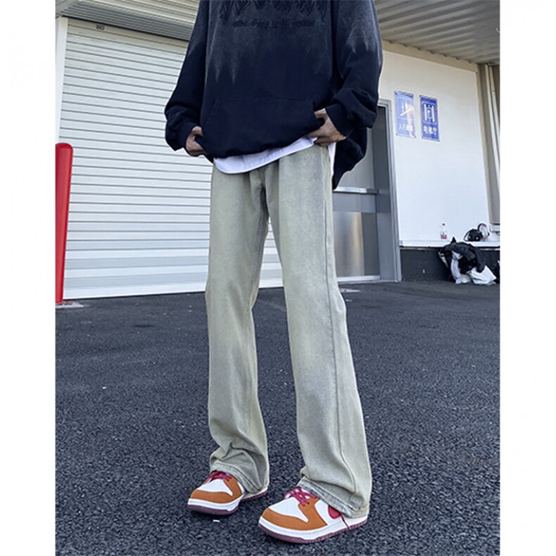 春季美式高街弹力牛仔裤黄泥色N371P50,男装牛仔裤,星座712