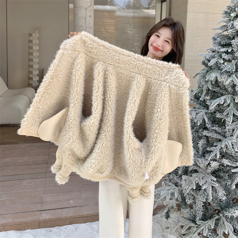 都是现货！2025冬季新款米色皮毛一体外套2C056-7087-P205控308,女装派克服,2C056
