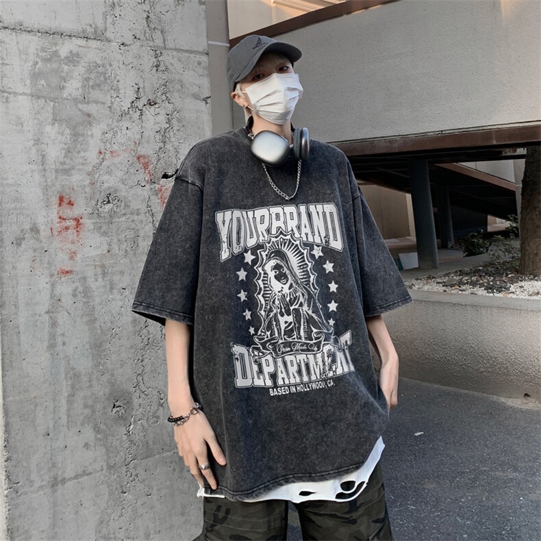 复古水洗做旧夏美式印花半袖高街重磅短袖T恤XZ514-2-1302-P38,男装T恤,星座514-2(原B239)