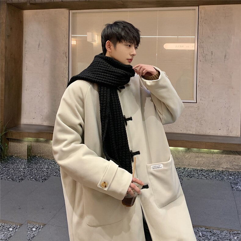 1港风外景牛角扣加棉呢大衣男可拆卸帽外套男FY8716P138控188图片