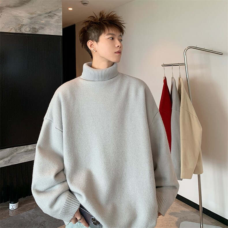 MG8507-ZB-MMP48升级重磅两翻领加厚毛衣慵懒风男针织衫高领线衫,男装针织衫/毛衣,星座614
