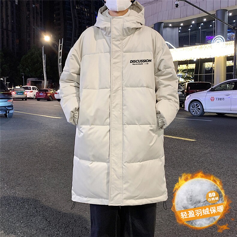 港风夜景时尚连帽字母印花中长款羽绒服A247-YR6163P285控358,男装羽绒服,电商A247