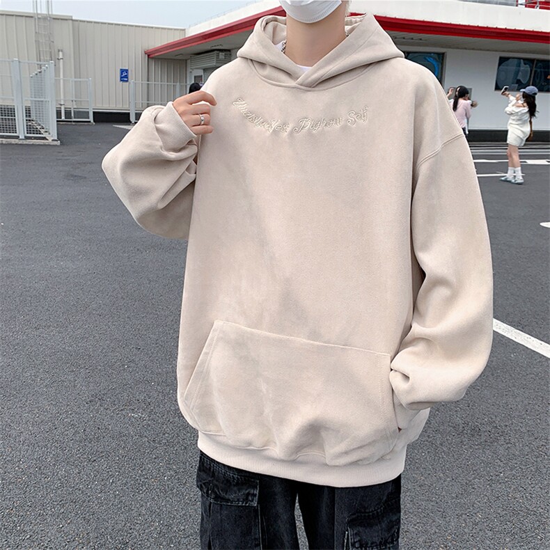 港风大码美式潮牌麂皮绒套头连帽卫衣男XZ213-JKPR204-P45控68,男装卫衣,星座213