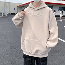 港风大码美式潮牌麂皮绒套头连帽卫衣男XZ213-JKPR204-P45控68，男装卫衣，星座213