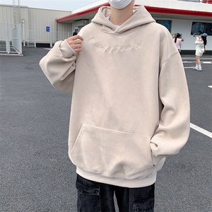 港风大码美式潮牌麂皮绒套头连帽卫衣男 XZ213-JKPR204-P45控68图片