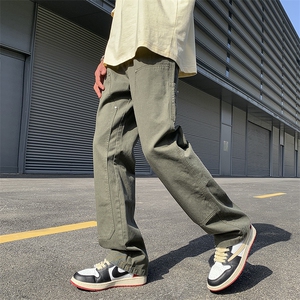 夏季美式高街vibe铆钉伐木裤男款宽松直筒休闲工装裤D0987 P55图片