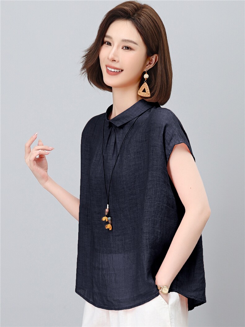 2026夏季苎麻时尚简约大方气质优雅休闲透气上衣,女装衬衫,独衣靓