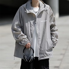 防晒衣男港风休闲宽松薄款夹克夏季帅百搭连帽防晒服外套F004-P38，男装夹克，星座308B-1