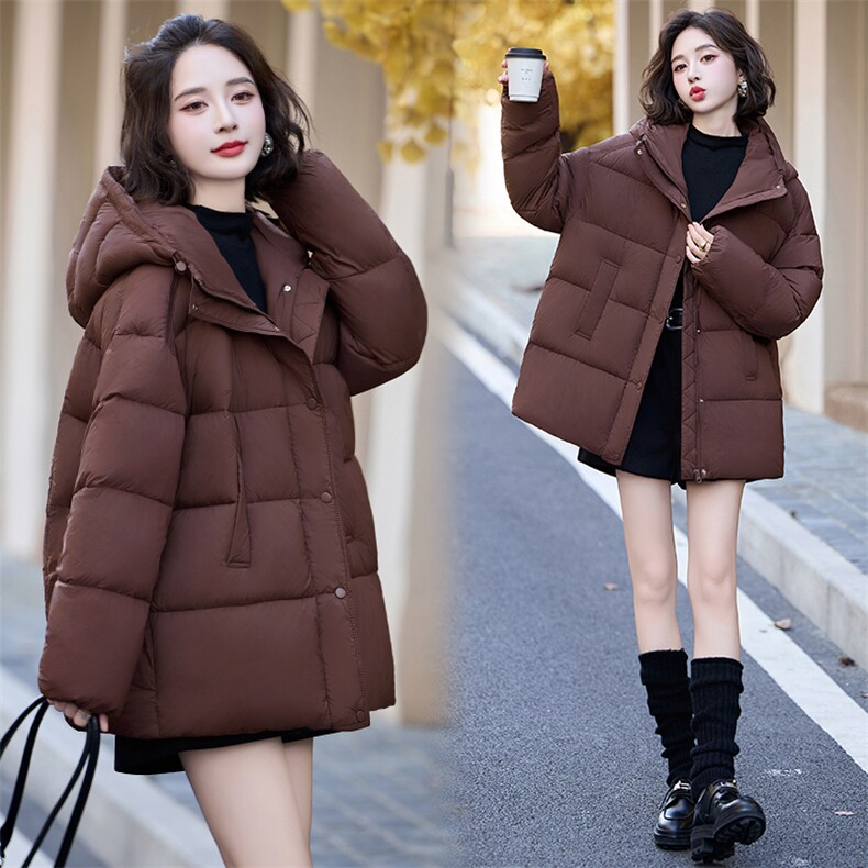 90%白鸭绒羽绒服女短款冬季小个子2024年新款泡芙加厚连帽外套,女装羽绒服,美沁