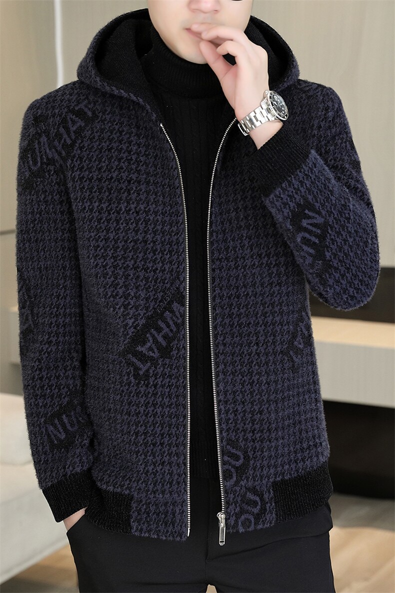 新款冬季加厚加棉连帽修身潮流时尚男款毛呢外套D39P155控238,男装毛呢大衣,电商B226