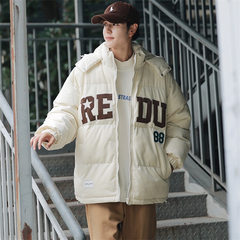 冬季加绒加厚连帽棉衣刺绣潮牌棉服外套港风男女8151-P145控价188,男装棉衣,电商A441-1