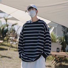 现货日系cityboy条纹卫衣男潮流长袖t恤圆领套头上衣T1357-P24，男装卫衣，星座512-2