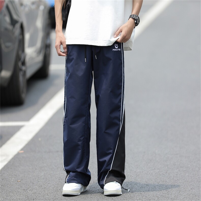 休闲裤男韩版潮流高街帅拼色2023夏季新款ins宽松束脚裤K4202-P38,男装休闲裤,星座412-3