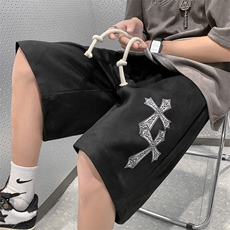 B239-1519-P43美式十字架短裤麂皮绒休闲男学生抽绳运动五分裤子，男装休闲裤，星座514-2(原B239)