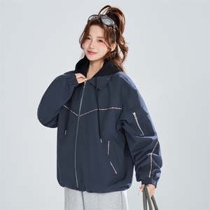 明线设计连帽夹克女春季宽松假两件潮流百搭外套XZ309 JK8003 P83图片