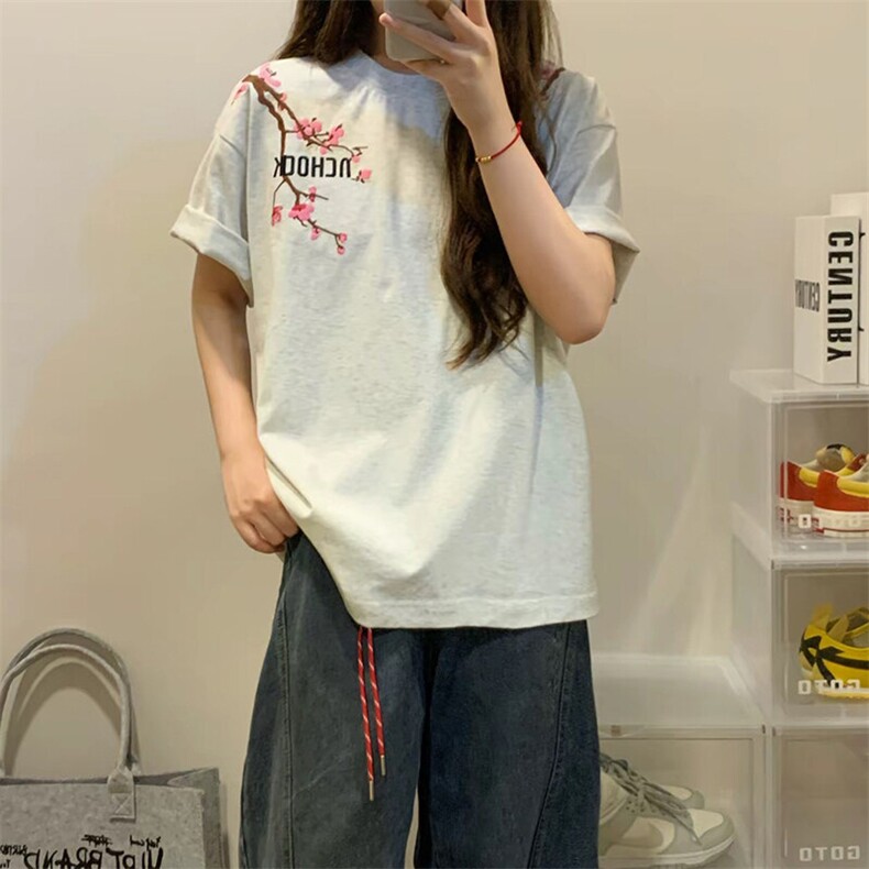万针全刺绣工艺抖音得物高品质260克重磅纯棉双纱美式高街短袖T恤,男装T恤,电商A486-1