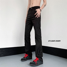 B221美式ins高街暗黑小众铆钉修身小脚休闲裤子LK23092-P60控78，男装休闲裤，电商B221