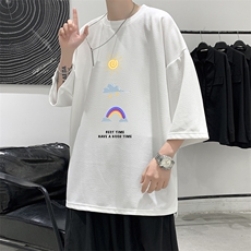 Q11141-P30春夏季七分袖t恤男大码五分袖男短袖中袖大皂风，男装T恤，电商A040