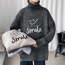 ！冬季加厚男士高领毛衣潮流印花百搭针织衫毛线衣GM605P55，男装针织衫/毛衣，电商B220