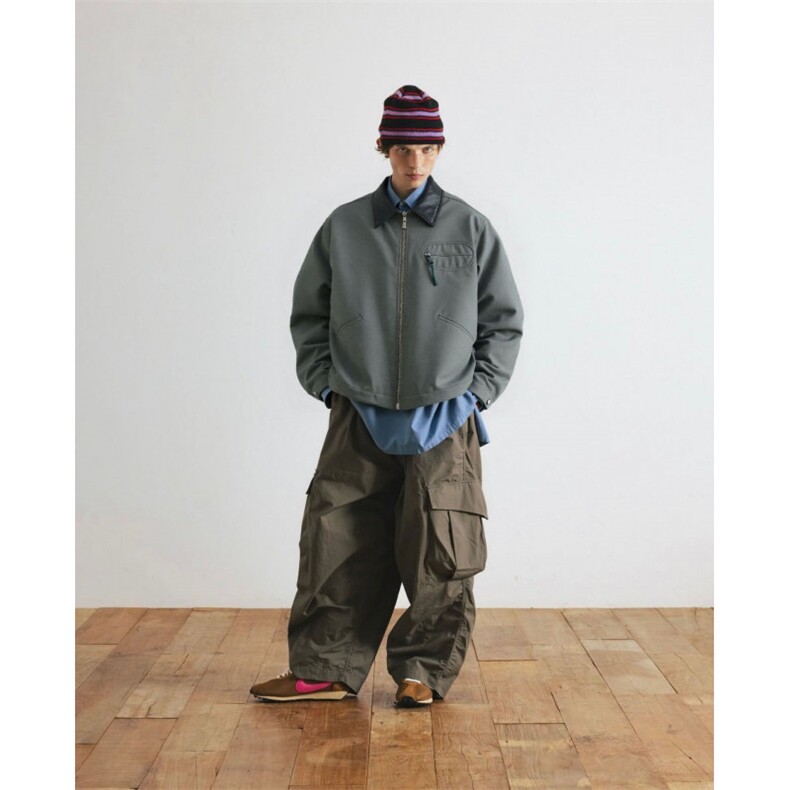 冬季宽松男女miu系廓形棉衣工装翻领拼接拼皮cleanfit厚棉服,男装棉衣,星座112A
