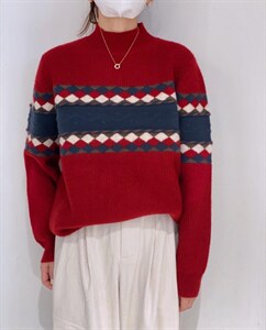 菱形拼色毛衣,女装针织衫/毛衣,驿谷