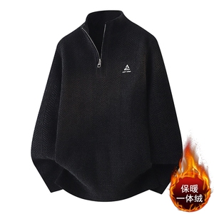 1018-1-M649-P50男士时尚帅气秋冬季新款休闲一体绒针织毛衣男图片