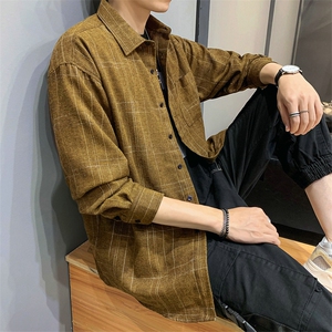 男士加绒加厚格子衬衫潮流休闲衬衣外套潮DS606T图片