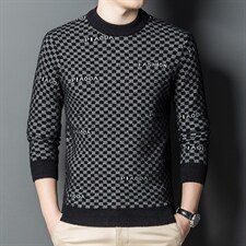 新款男圆领冬季休闲套头男式毛衣中年休闲针织衫XXLB25006-P100图片