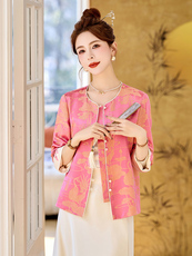 同款钉珠刺绣新中式外套女2026春季新款气质漂亮提花风上衣，女装短外套，美沁