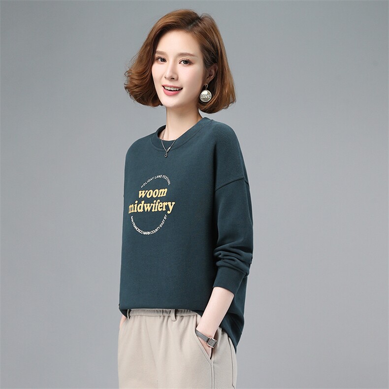 2022年春季新款长袖圆领卫衣女宽松显瘦韩版印花字母上衣服打底衫,女装卫衣/绒衫,简韵佳