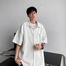 竖条纹衬衫男短袖韩版潮流痞子帅气百搭2024夏季ins外套CY784-P39，男装衬衫，星座412-3
