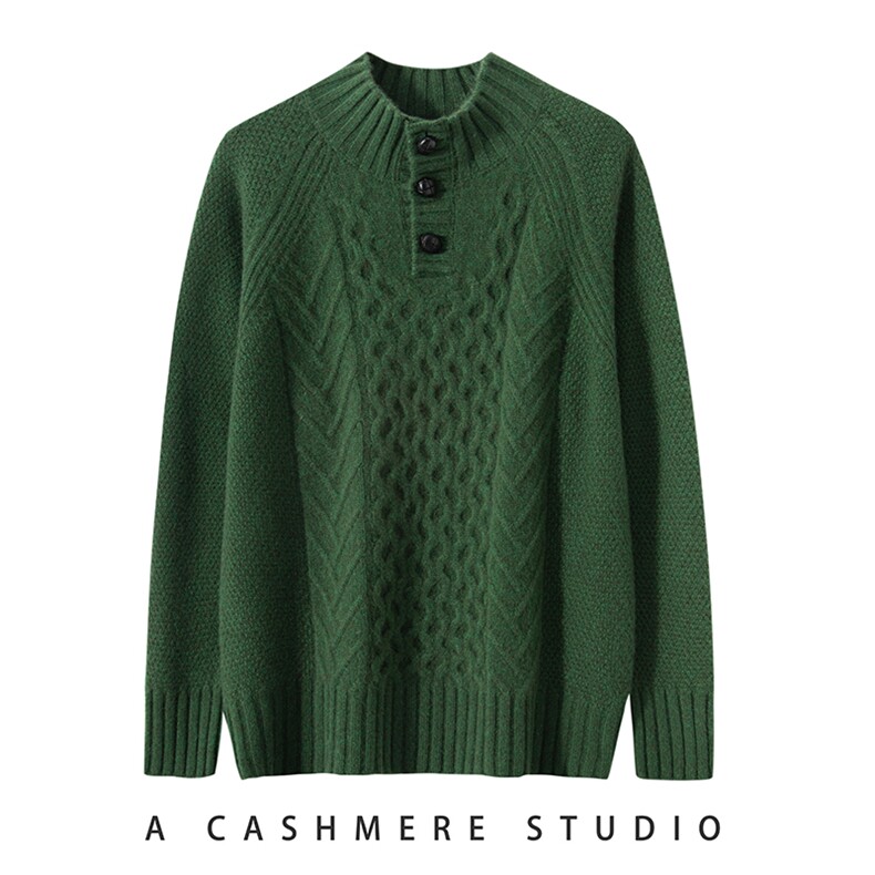 秋冬新款优雅显瘦女士半开领羊绒衫,女装羊绒衫,绒歆坊