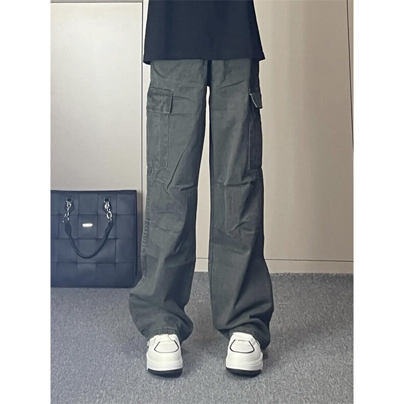 GZK112LL-特P55cleanfit军绿色工装裤男款宽松直筒阔腿裤,男装休闲裤,星座1007（原301D）